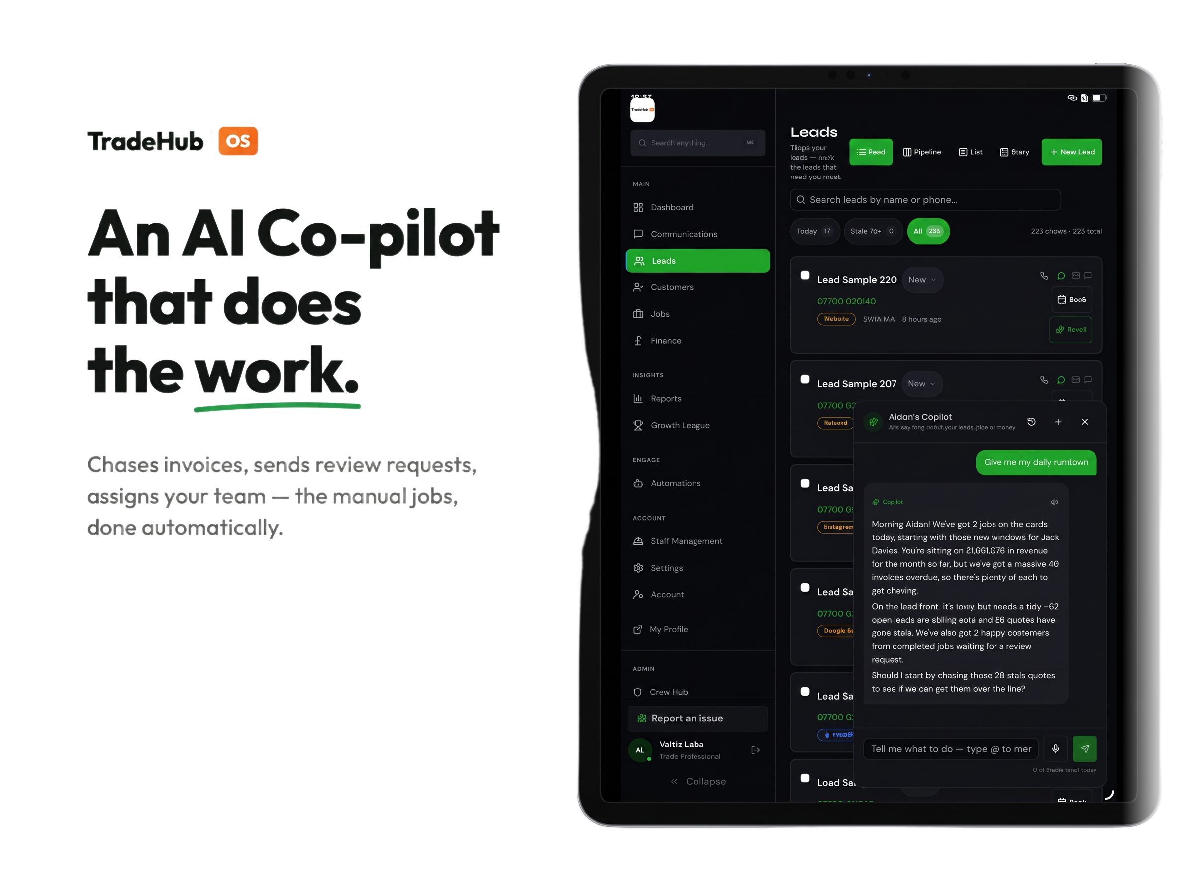TradeHub OS Joinery job tracking software